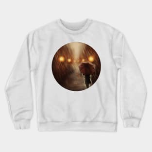 Warm Autumn Raining Scene Illustration Crewneck Sweatshirt